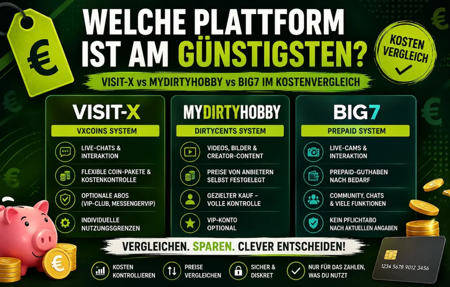 Welche Plattform ist am günstigsten? VISIT-X, MyDirtyHobby und Big7 im Kostenvergleich