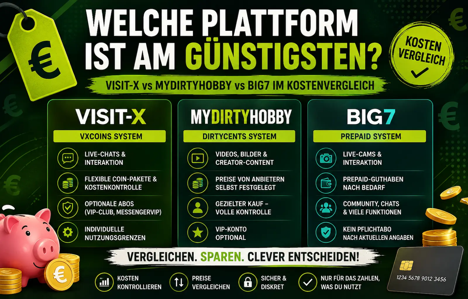 Welche Plattform ist am günstigsten? VISIT-X, MyDirtyHobby und Big7 im Kostenvergleich