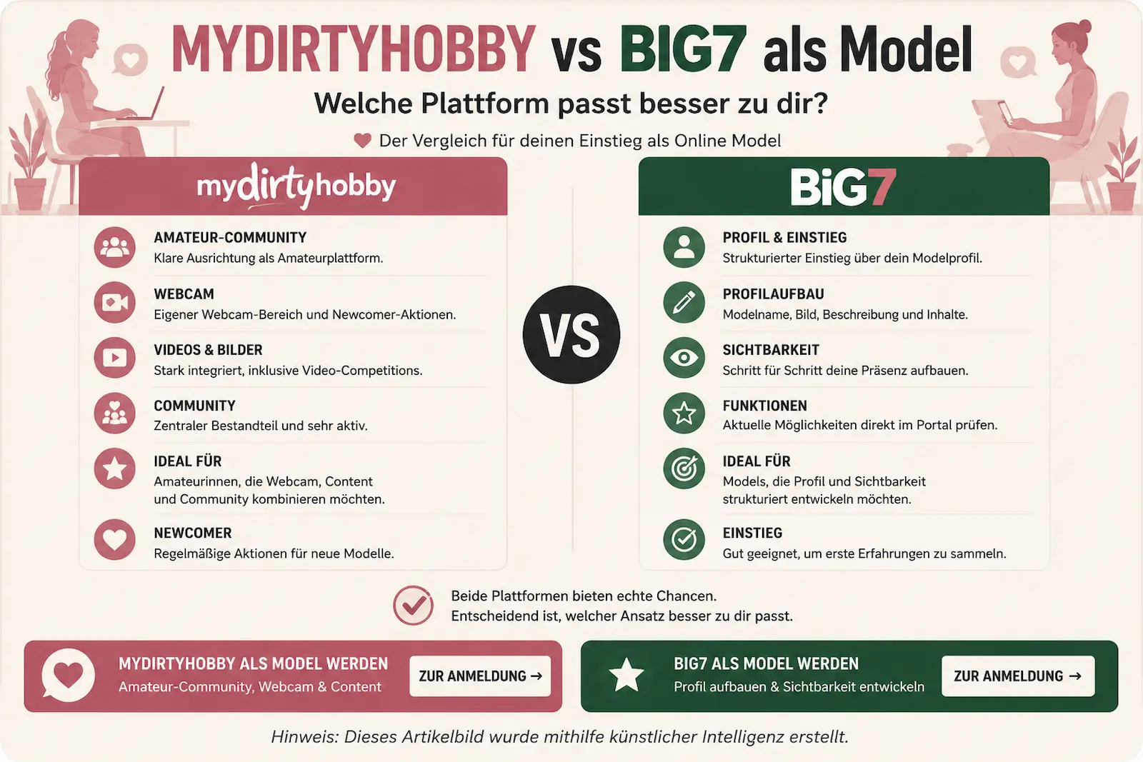 MyDirtyHobby vs BIG7 als Model – Plattformvergleich MyDirtyHobby vs BIG7 als Model – Plattformvergleich für Einstieg und Sichtbarkeit