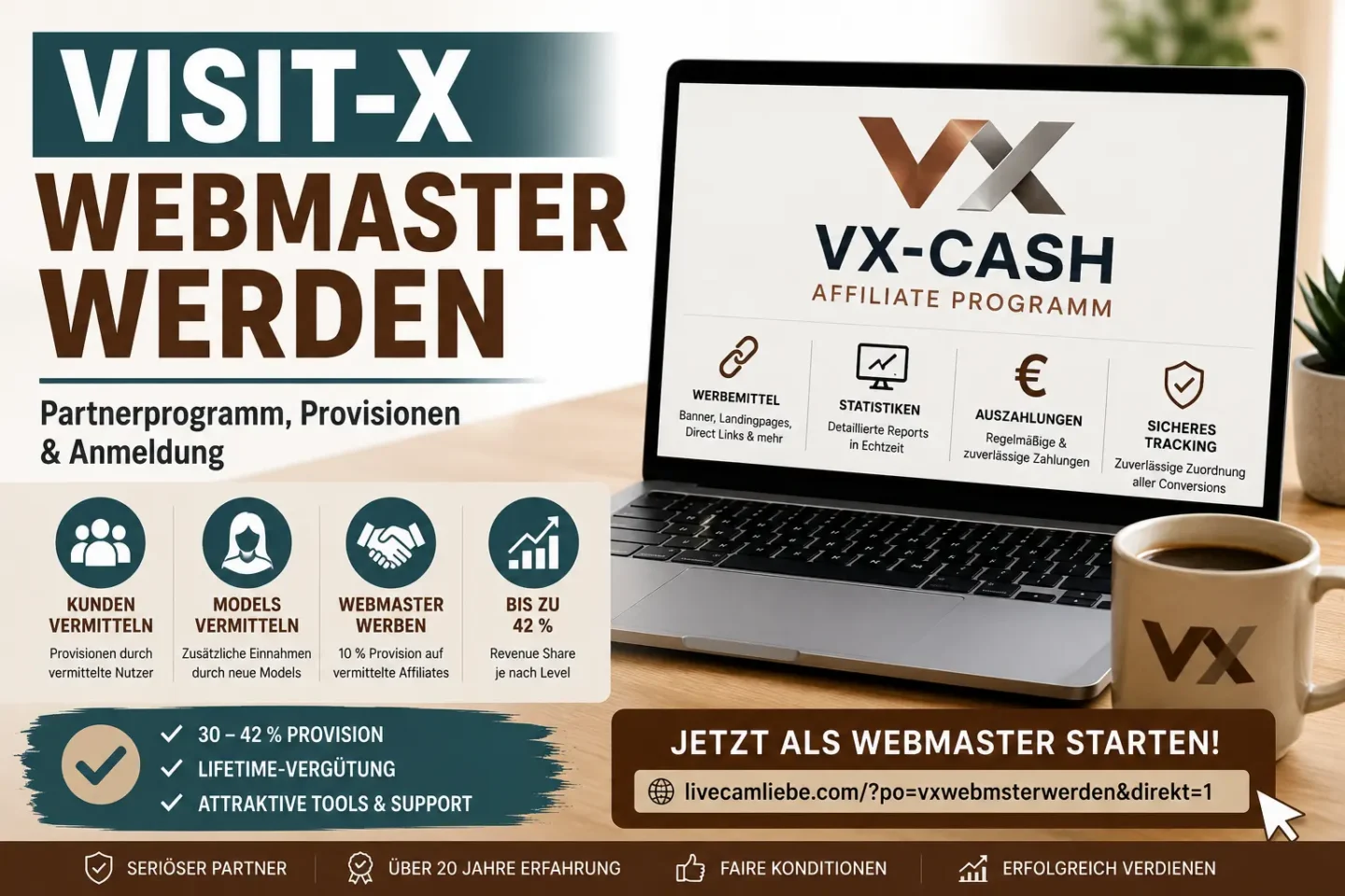 VISIT-X Webmaster werden – VX-CASH Partnerprogramm, Provisionen & Anmeldung