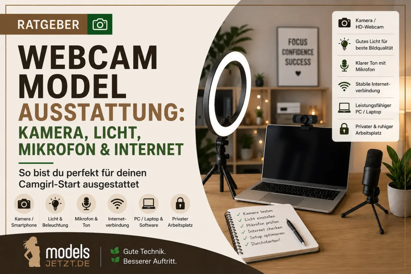 Webcam Model Ausstattung – Kamera, Licht, Mikrofon und Internet für den Einstieg